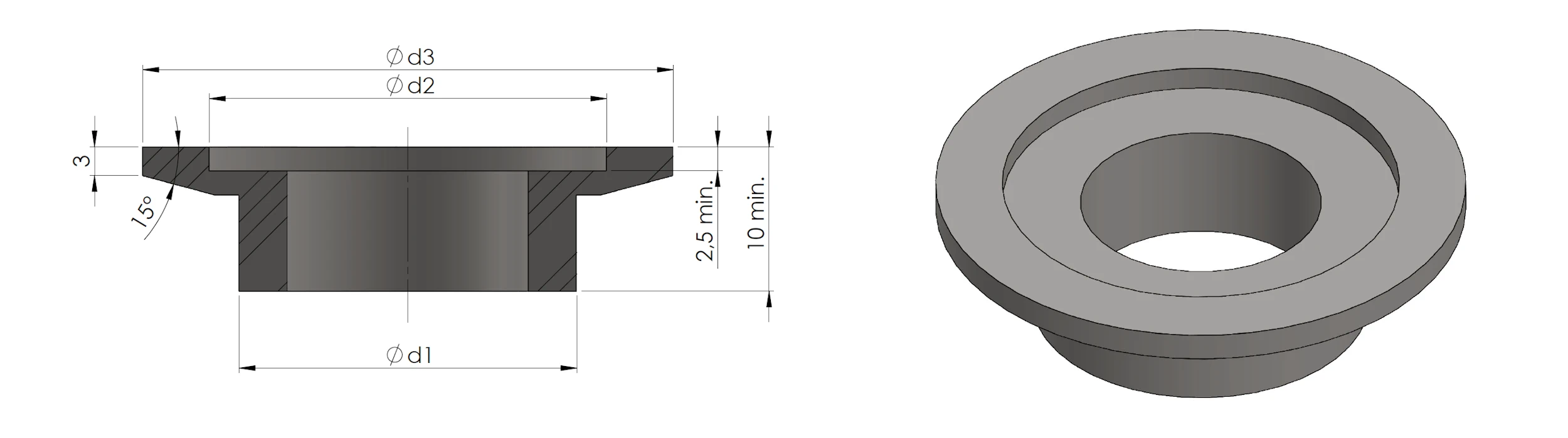 Standard dimensions for quick release coupling ISO 2861