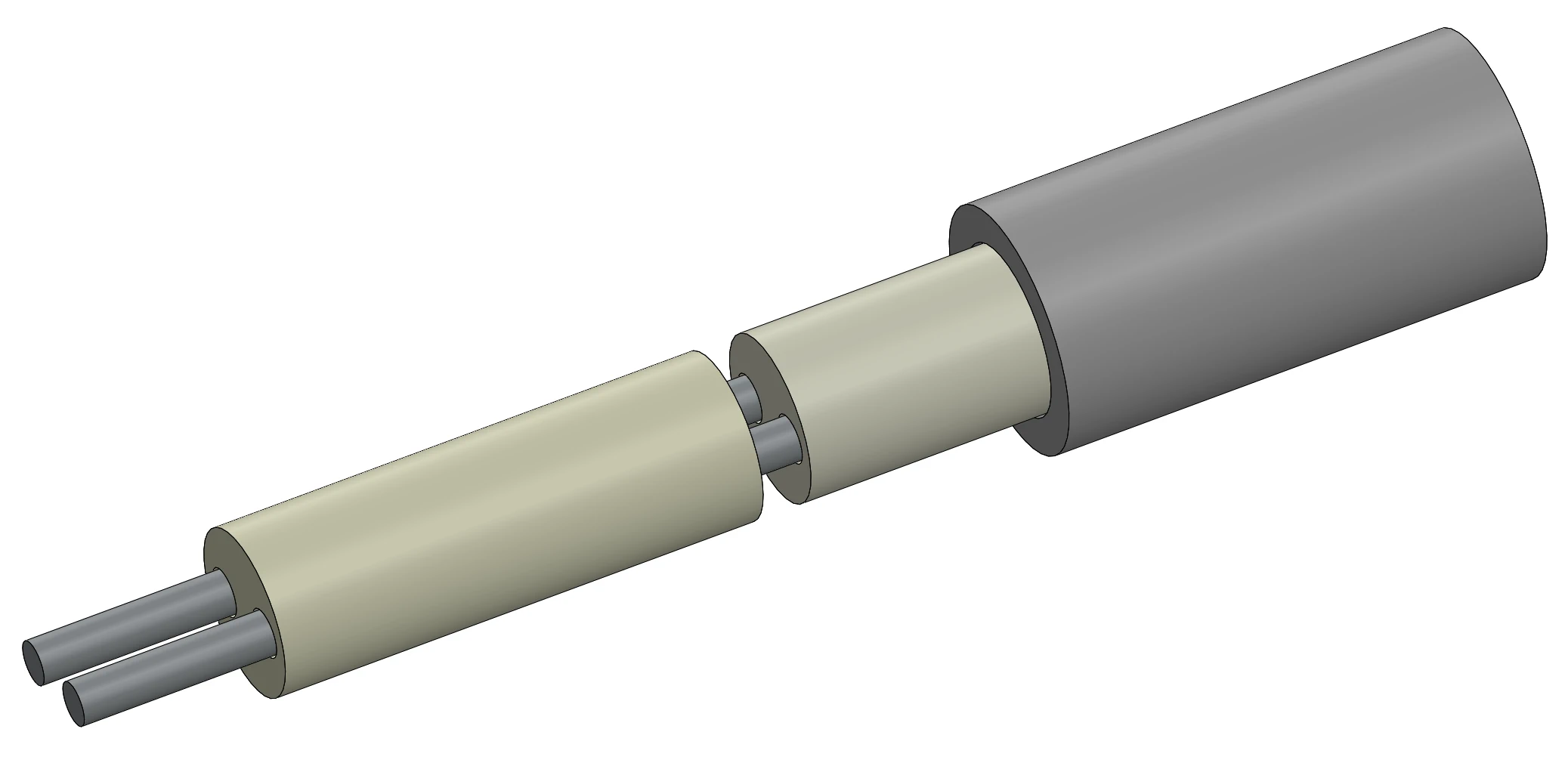 Schema of a blank for the production of mineral insulated thermocouple cables