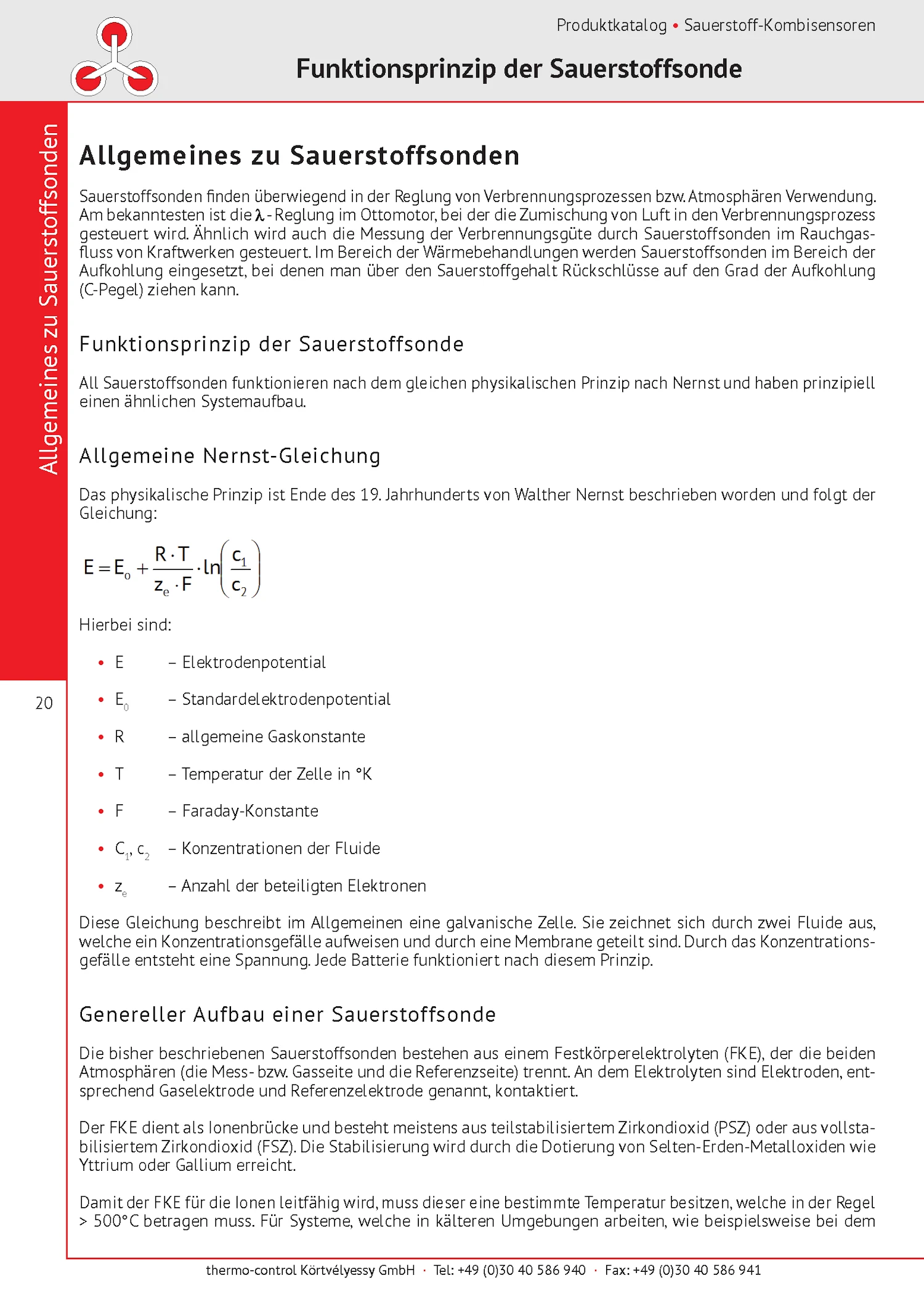 thermo-control Körtvélyessy - Allgemeines über Sauerstoffsonden