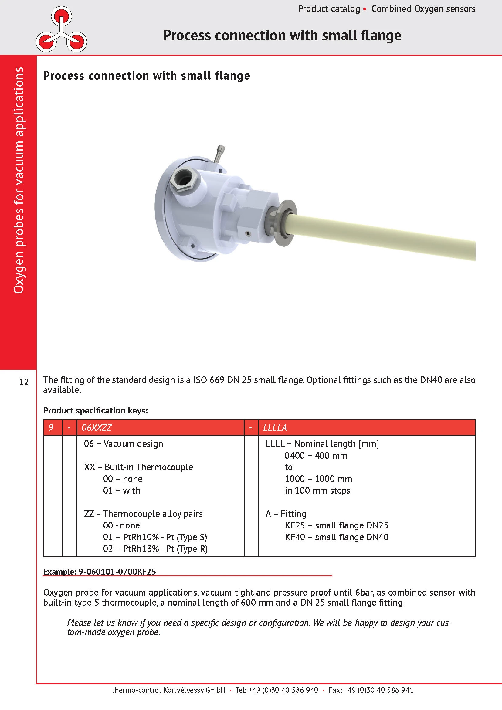 thermo-control Körtvélyessy - Catalog for vacuum oxygen probes with KF fitting