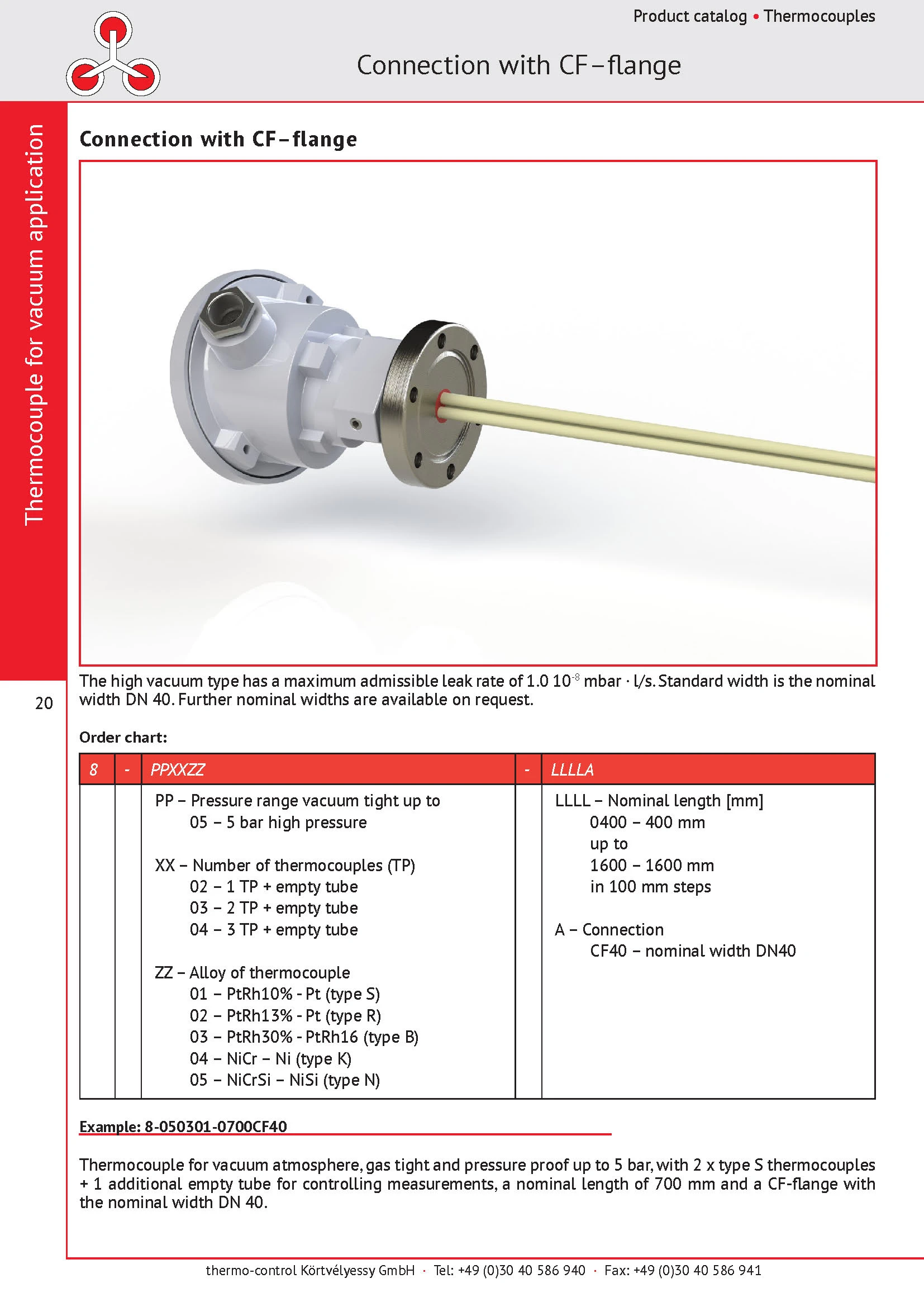 thermo-control Körtvélyessy - Catalog for vacuum thermocouples with CF-flange