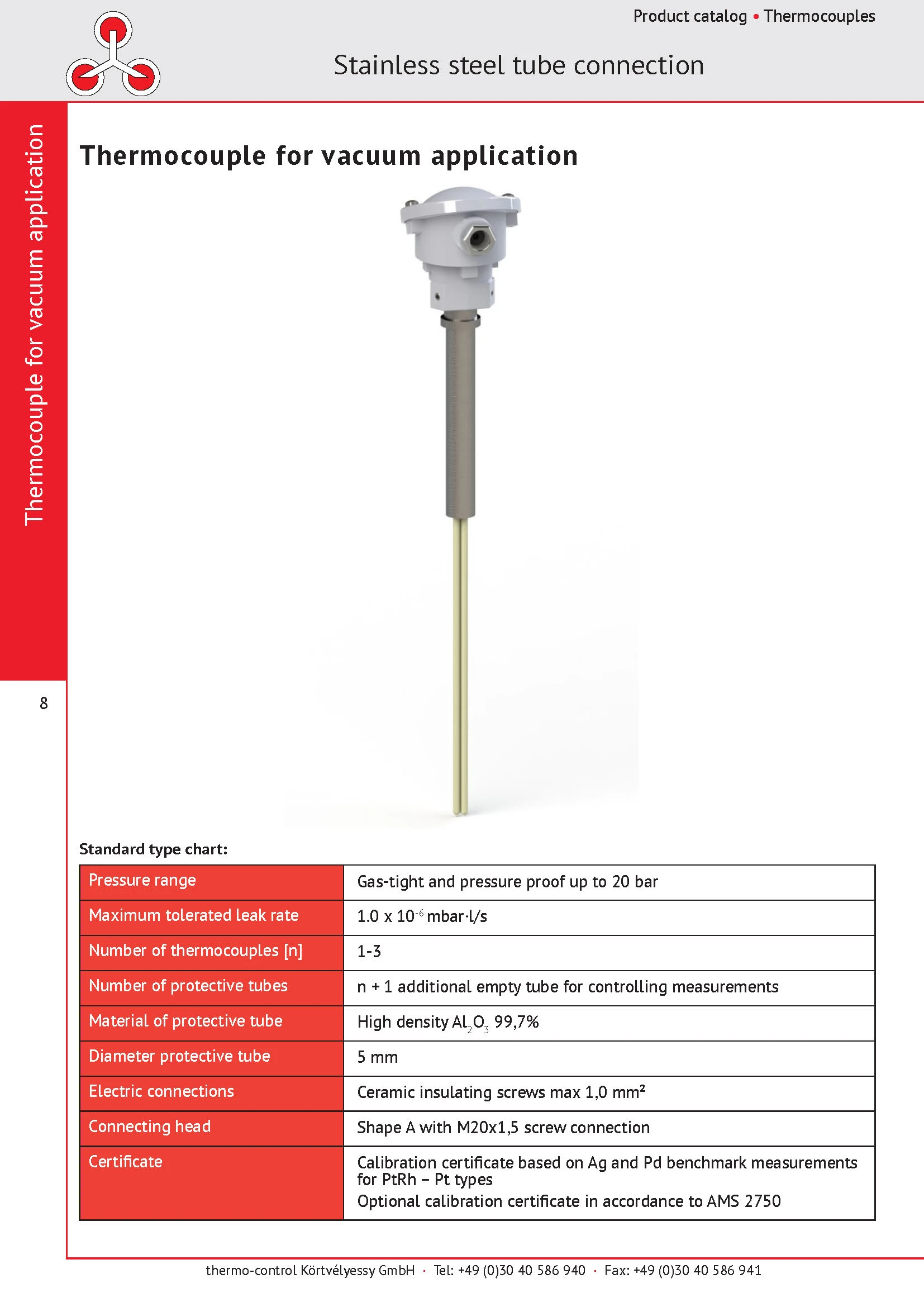 thermo-control Körtvélyessy - Catalog for vacuum thermocouples