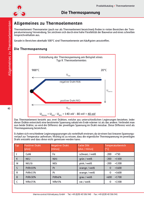 thermo-control Körtvélyessy - Allgemeines über Thermoelemente