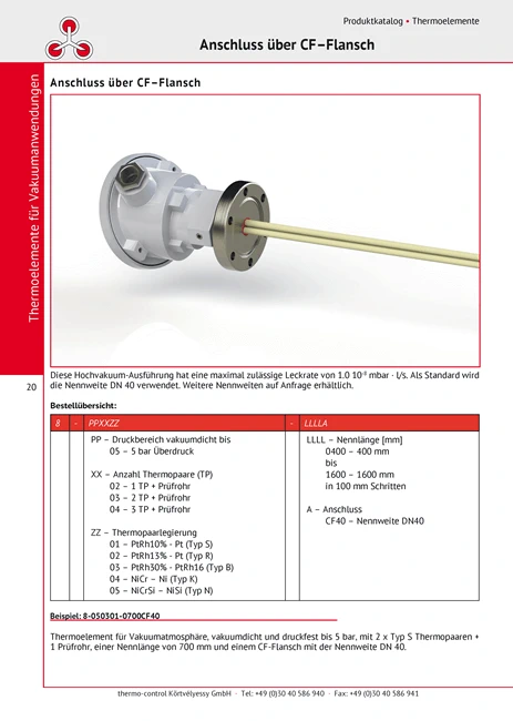 thermo-control Körtvélyessy - Katalog Vakuumthermoelemente CF