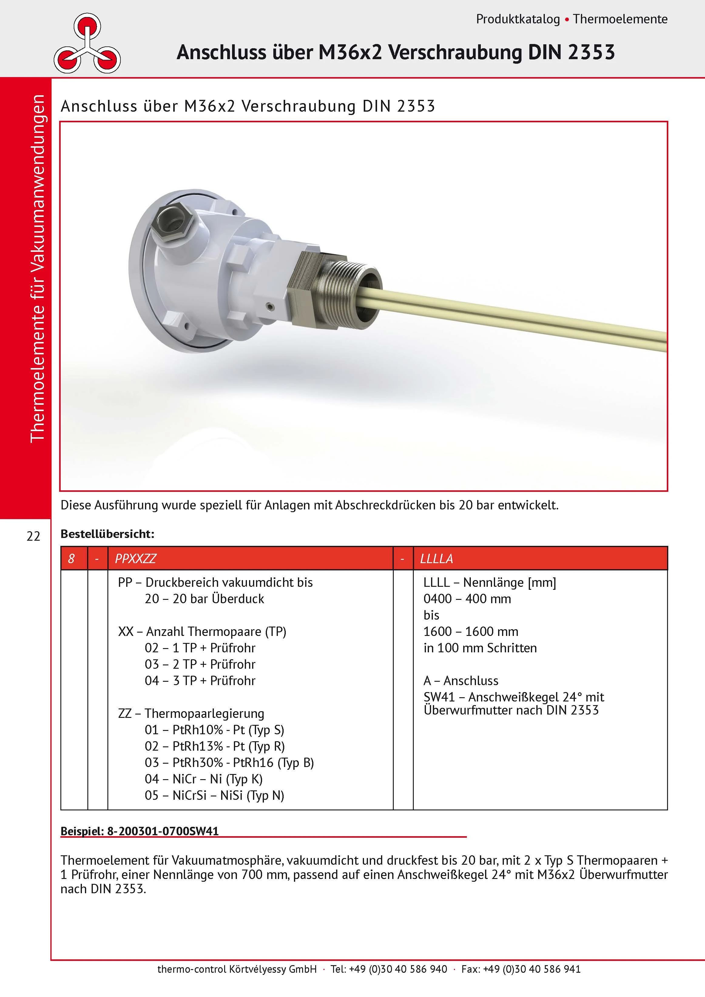 thermo-control Körtvélyessy - Katalog Vakuumthermoelemente mit ISO 8434 Verschrschaubung