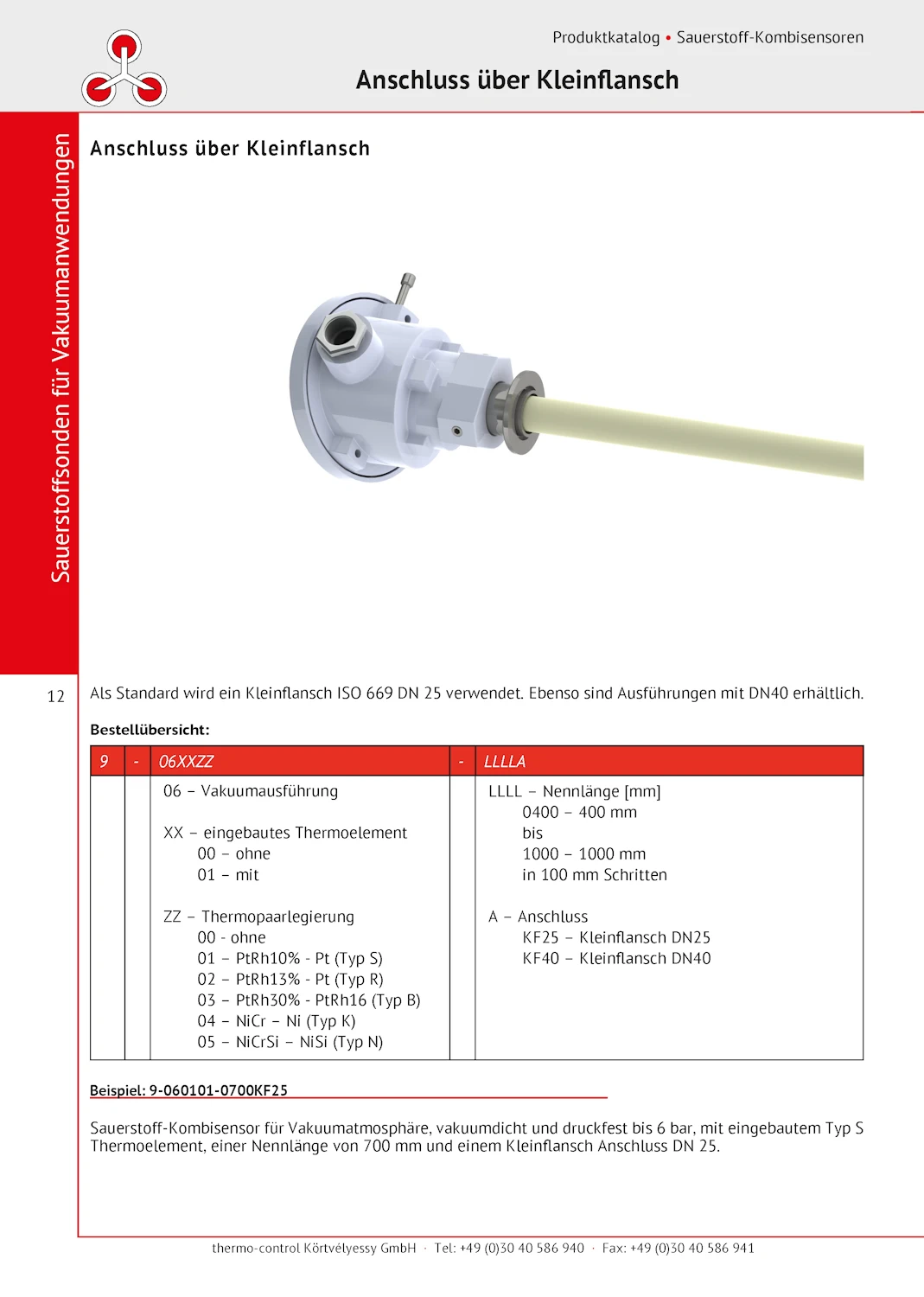 thermo-control Körtvélyessy - Katalog Vakuum-Sauerstoffsonden mit Gewinde