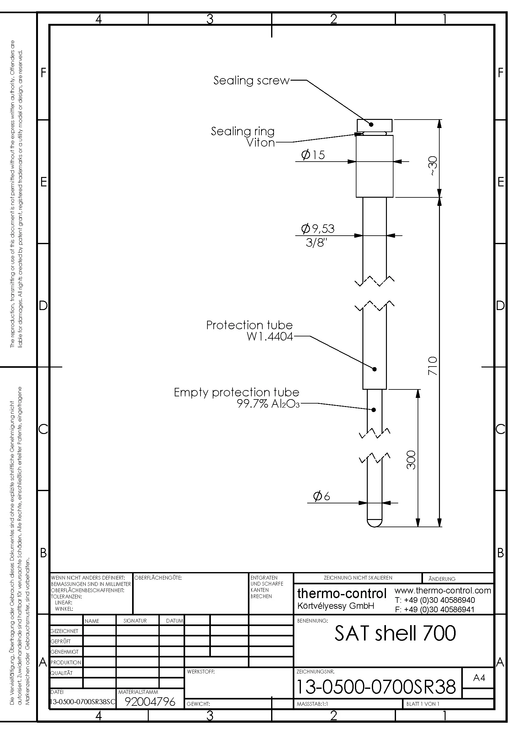 Ausführung mit Ø3/8" x 400 Halterohr Prüfrohr