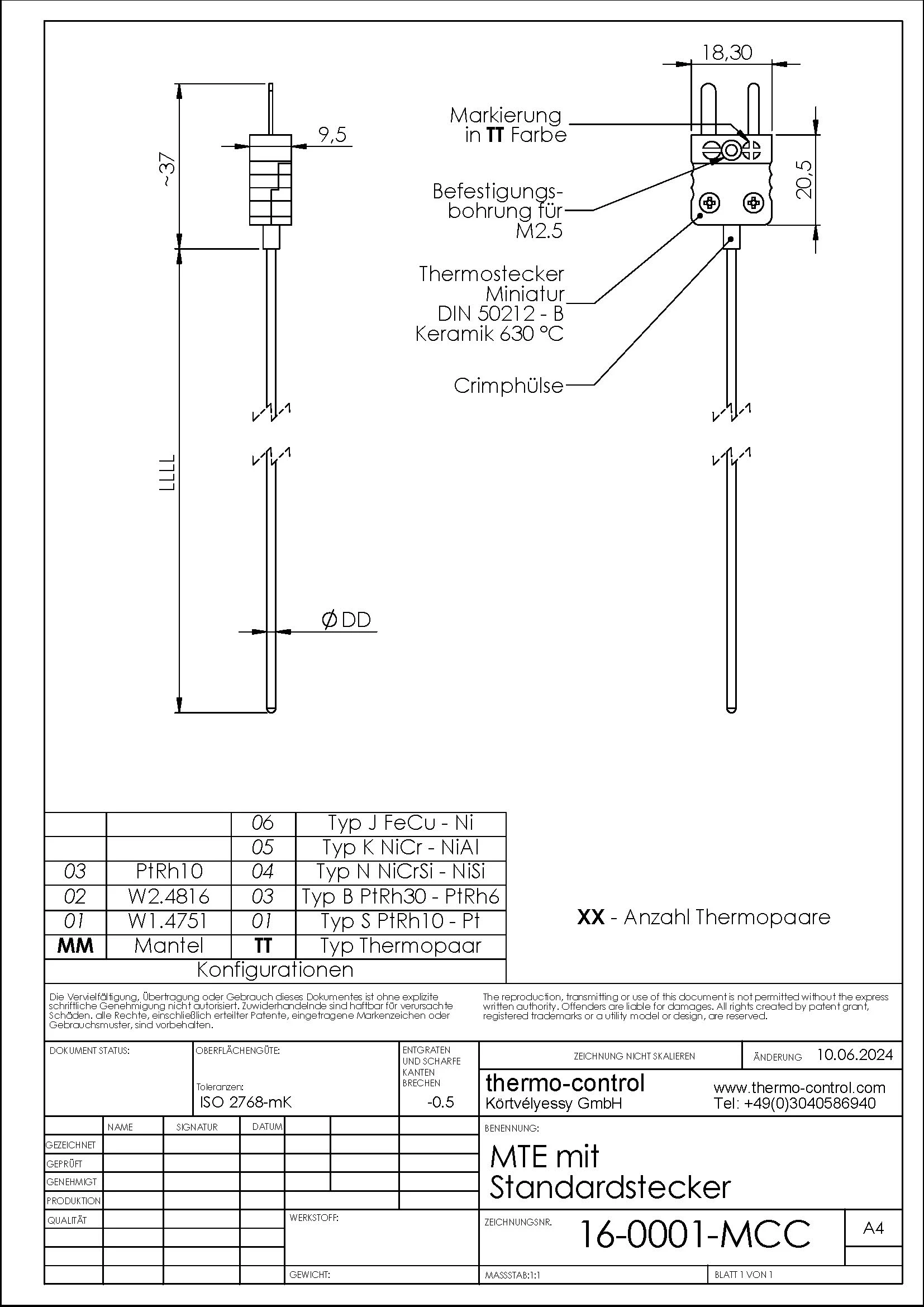 Ausführung Miniaturstecker Keramik