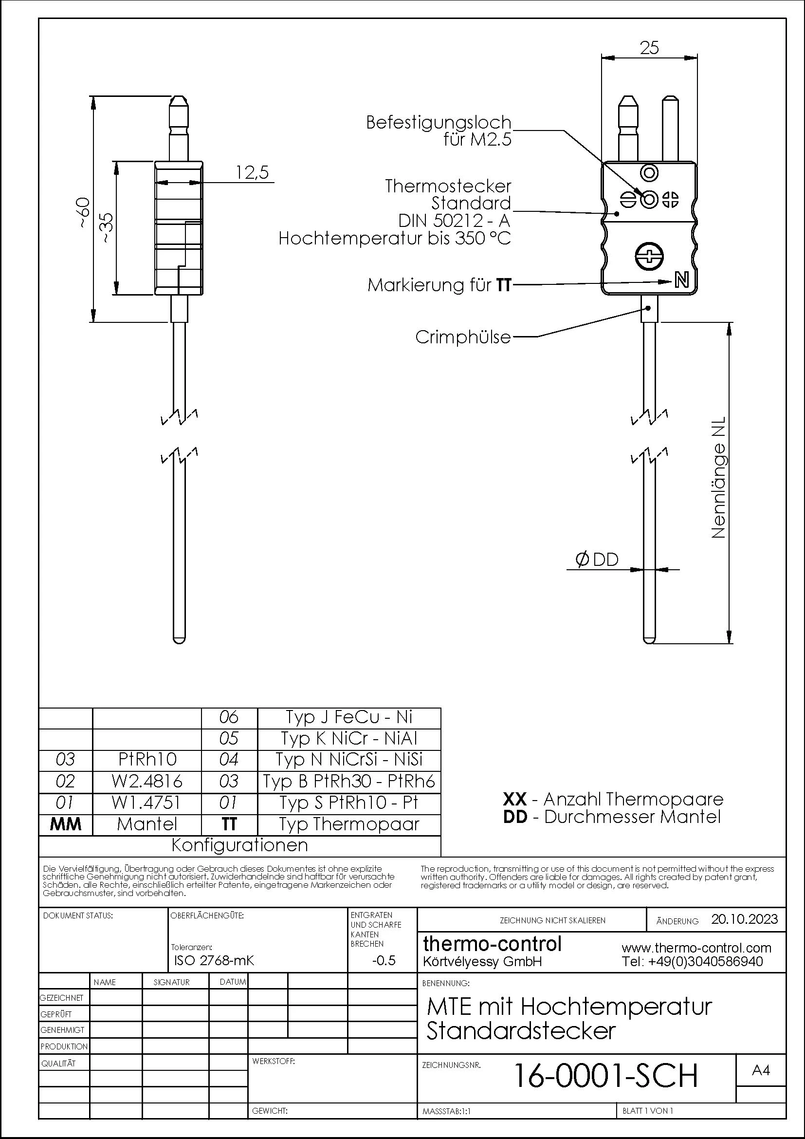 Variant standard connector high-temperature