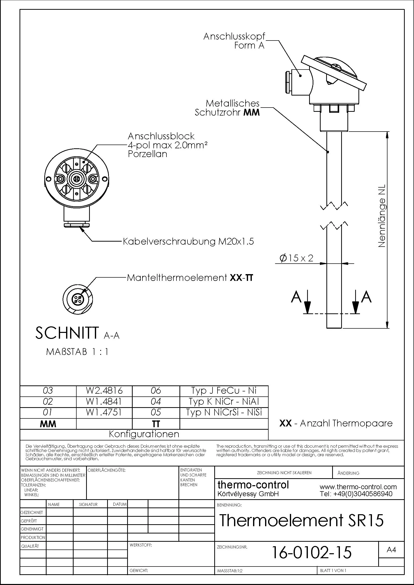 Ausführung Ø15 x 2