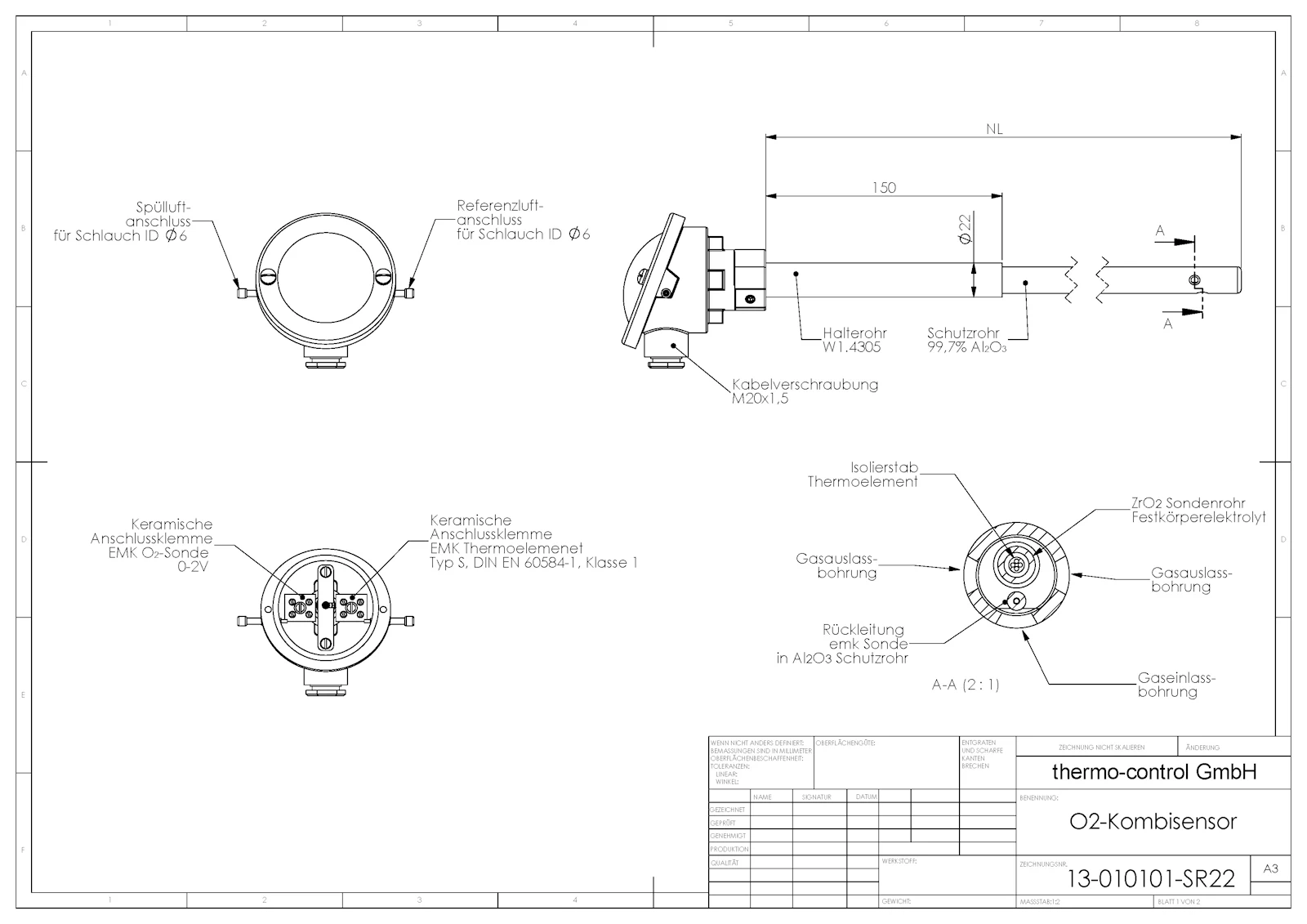 Variant with Ø22x150 mounting tube